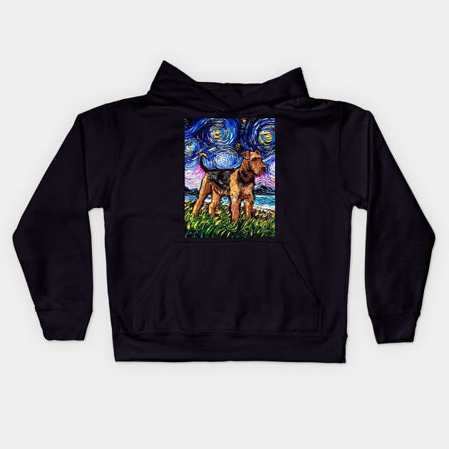 Airedale Terrier Night Kids Hoodie by sagittariusgallery